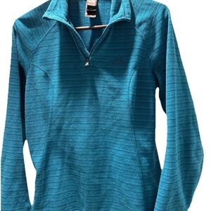 The North Face striped Teal Half-Zip Sweatshirt women’s medium